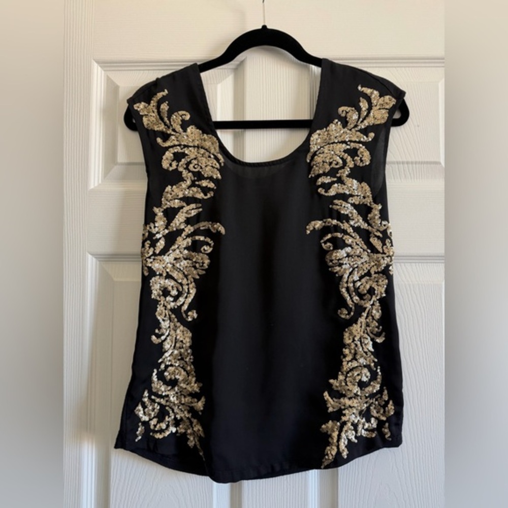 Hinge Black Top with Gold Embellishments
